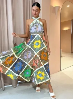 Alemais Trippy Troppo Halter Midi Dress Multi Size 12 for rent on The Volte - image 4