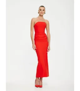 Effie Kats Astor Midi Dress in Cherry Red Size AU 6 for rent on The Volte - image 1