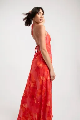 Kookai Zya Halter Dress Coral Red Size XS / AU 6 for rent on The Volte - image 2