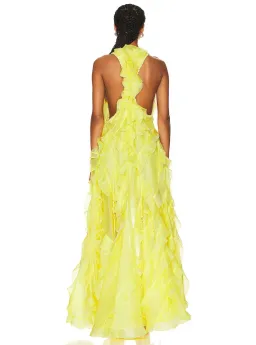 Zimmermann Wonderland Ruffle Gown Lemon Yellow Size 0 (6-10)  for rent on The Volte - image 2