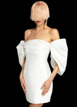 Solace London Elina Mini Dress Cream Size AU 12 for rent on The Volte - image 2