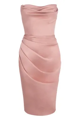 House of CB Emilia Satin Strapless Corset Dress Blush Size M / AU 10 for rent on The Volte - image 9