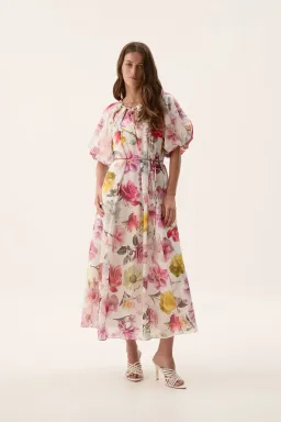 Aje Fleur Midi Dress in Collage Floral Size AU 14 for rent on The Volte - image 2