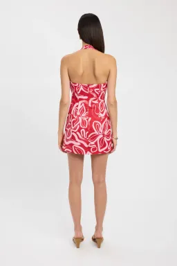 Kookai Soley Rouched Mini Dress Pink/Red Size 10 for rent on The Volte - image 2