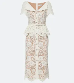 Self Portrait Lace Midi Dress Cream Size 6 for rent on The Volte - image 5