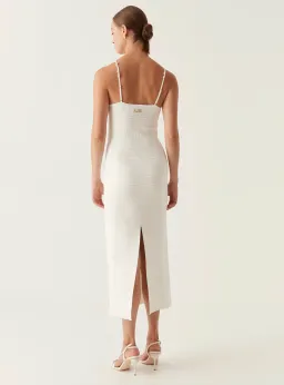 Aje Veida Ottoman Knit Midi Dress Ivory Size 8 for rent on The Volte - image 4