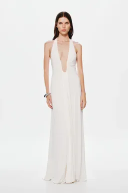 MISHA Jennifer Cupro Maxi Dress Ivory Size 4/XXS for rent on The Volte - image 1