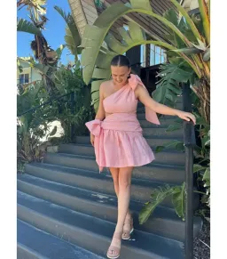 Alemais Aria One Shoulder Mini Dress in Quartz Size AU 12 for rent on The Volte - image 4