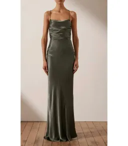 Shona Joy La Lune Lace Back Maxi Dress Olive Size AU 8 for rent on The Volte - image 1