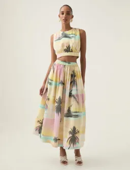 Aje Nicolette Elasticated Top Size 14 and Maxi Skirt Size 10 Set Sunset Sky for rent on The Volte - image 1