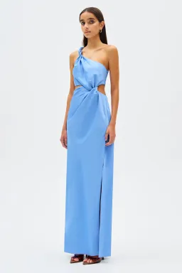 Misha Kristin Satin Gown in Cornflower Blue Size 8 for rent on The Volte - image 2
