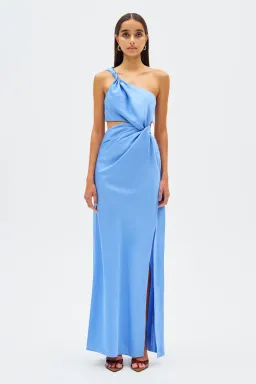 Misha Kristin Satin Gown in Cornflower Blue Size 8 for rent on The Volte - image 1