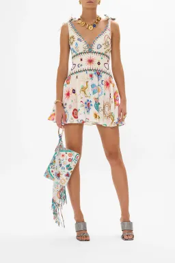 Camilla  Tie Shoulder Short Dress Living in Colour Size L / AU 14 for rent on The Volte - image 1