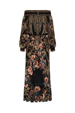 CAMILLA Off Shoulder Shirred Silk Maxi Dress Print Size S/Au 10  for rent on The Volte - image 8