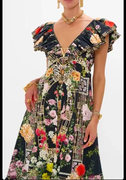 Camilla Frill Neck Dress Black/Floral Size 16  for rent on The Volte - image 2
