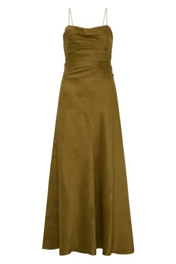 Aje Clarice Midi Dress Deep Olive Size 6 for rent on The Volte - image 4