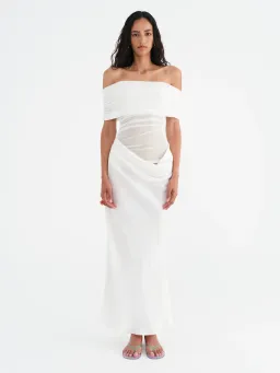 Benni Nico Off Shoulder Maxi Dress White Size AU 8 for rent on The Volte - image 1