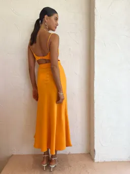 By Johnny Callia Wire Midi Dress in Apricot Orange Size 6 for rent on The Volte - image 10