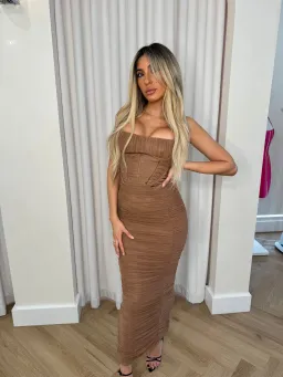 House of CB Lilian Corset Maxi Dress Mocha Size S / AU 8 for rent on The Volte - image 3