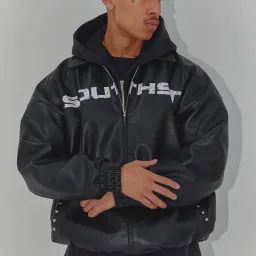 South Street International Faux Leather Jacket Black Size AU 12 for rent on The Volte - image 2