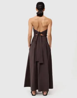 St Agni Gathered Strapless Tie Back Dress Brown Size 8 for rent on The Volte - image 3