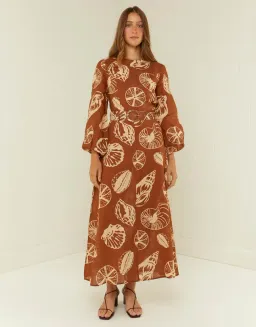 Palm Noosa Melrose Belted Long Sleeve Dress Brown Size 14  for rent on The Volte - image 1