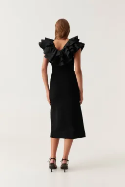 Aje Transcendent Ruffle Midi Dress Black Size 10-12 Medium for rent on The Volte - image 2