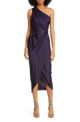 Ted Baker Zoeii Leopard Jacquard Asymmetric One Shoulder Dress Navy Size 5 / AU 16 for rent on The Volte - image 4