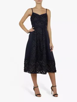 Ted Baker Leeeo Embroidered Lace Midi Dress Navy Size 5 / AU 16 for rent on The Volte - image 1