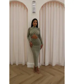 Misha Emmeline Midi Dress Sage Size 6/XS for rent on The Volte - image 3