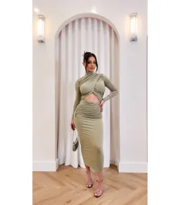 Misha Emmeline Midi Dress Sage Size 6/XS for rent on The Volte - image 1