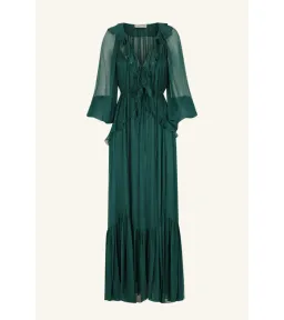 Shona Joy Layla Drawstring Ruffle Maxi Dress Dark Teal Size AU 14 for rent on The Volte - image 5