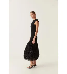 Aje Rushes Rafia Knit Midi Dress Black Size 4  for rent on The Volte - image 2