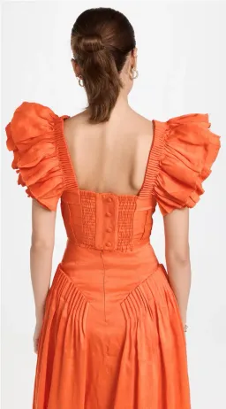 Aje Imagination Frill Sleeve Top Orange Size 14 & Yves Midi Skirt Size 12 for rent on The Volte - image 3