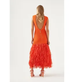 Aje Raffia Knit Midi Dress Orange Size S / AU 8 for rent on The Volte - image 3