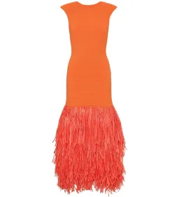 Aje Raffia Knit Midi Dress Orange Size S / AU 8 for rent on The Volte - image 4