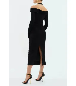 Rebecca Vallance Domenica Halter Midi Dress Black Size AU 8  for rent on The Volte - image 3