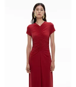 Witchery Gather Mesh Midi Dress Ruby Size AU 12 for rent on The Volte - image 2