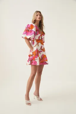 Aje Overflow Knotted Mini Dress Floral Pink Size 6 for rent on The Volte - image 3