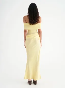 Benni Nico Off Shoulder Maxi Dress in Butter Size AU 8 for rent on The Volte - image 3