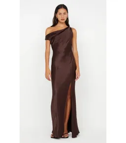 Bec & Bridge Sol Asym Maxi Dress Chocolate Size 6/XS for rent on The Volte - image 1