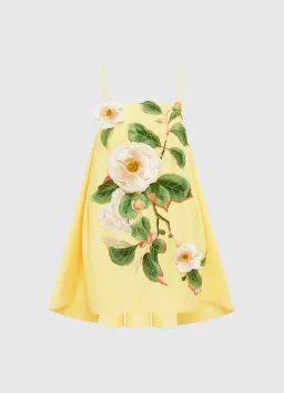 Leo Lin Felicia Appliqué Floral Mini Dress - Sorbet Yellow Size 10 for rent on The Volte - image 1