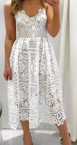 Seed Heritage Sweet Broderie Dress White Midi Size 12  for rent on The Volte - image 1