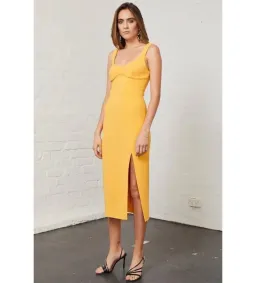 Bec and Bridge Elle Midi Dress Mango Yellow Size AU 12 for rent on The Volte - image 1