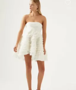Aje Expressive Pleated Mini Dress White Size 14 for rent on The Volte - image 2