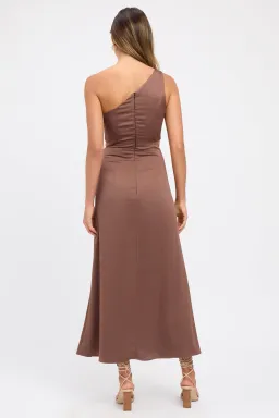 Kookai Milan Tie Midi Dress Brown Size 12 for rent on The Volte - image 2