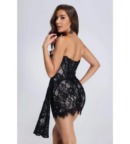 Bella Barnette Rosel Asymmetric Lace Mini Dress Size AU 6 for rent on The Volte - image 3