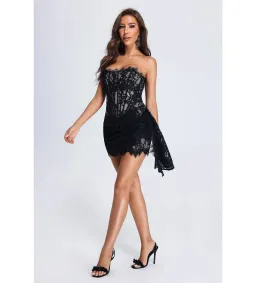Bella Barnette Rosel Asymmetric Lace Mini Dress Size AU 6 for rent on The Volte - image 2
