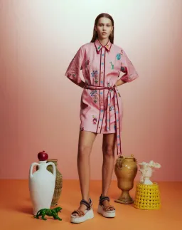 Alemais Timmy Embroidered Mini Dress Pink Size AU 14 for rent on The Volte - image 1