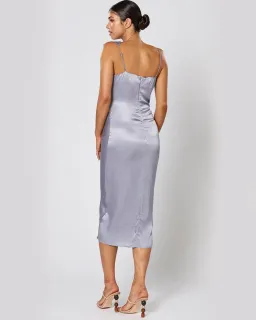 Winona Cara Midi Slip Dress in Steel Grey Size AU 14  for rent on The Volte - image 2